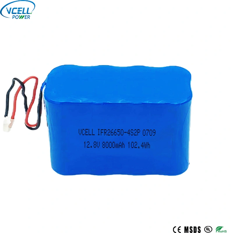 12,8V 8000mAh 26650 LiFePO4 uppladdningsbart batteri
