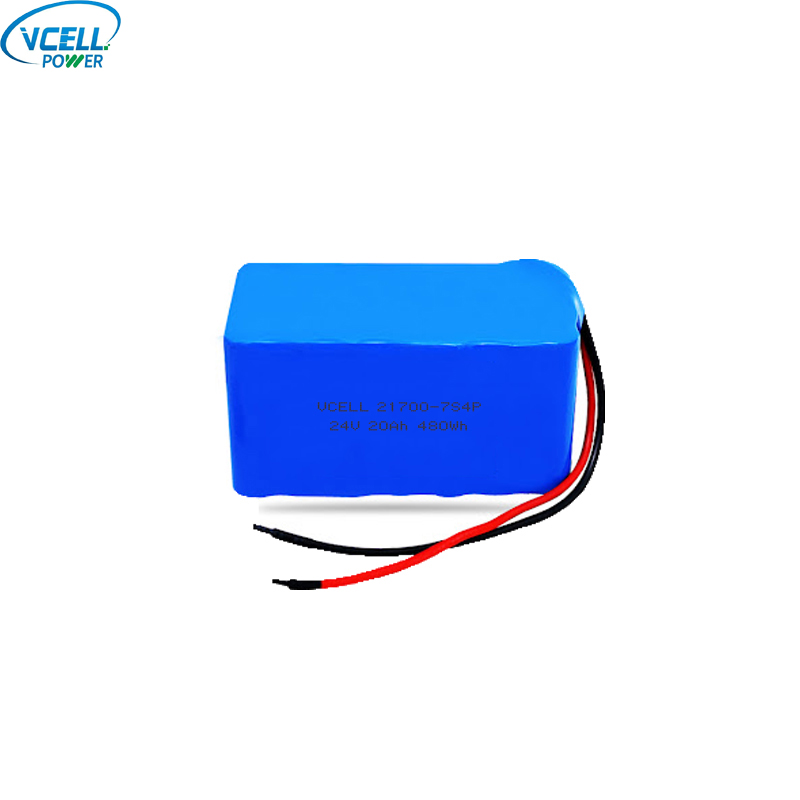 24V 20Ah 21700 7S4P Li Ion batteripaket