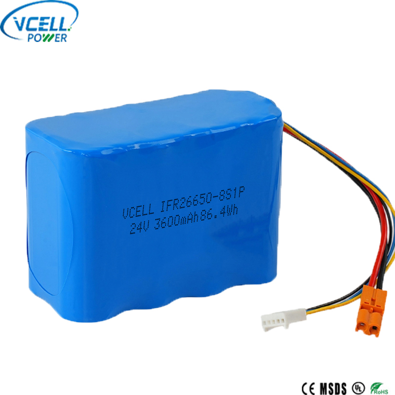 24V 3600mAh 26650 LiFePO4 uppladdningsbart batteripaket