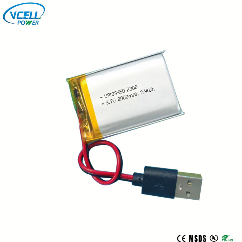 3,7V 2000mAh 103450 Li-polymerbatteri
