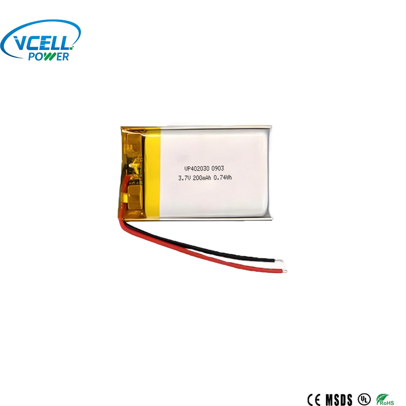3,7V 200mAh 402030 uppladdningsbart Li-polymerbatteri