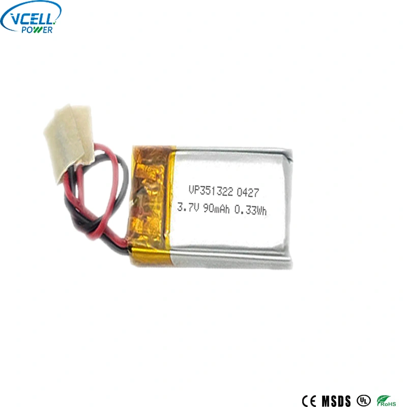 351322 3,7V 90mAh uppladdningsbart LiPO-batteri